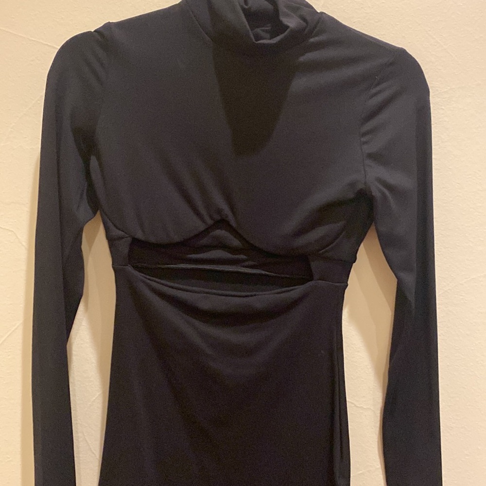 NWT Susana Monaco XS Black Mock-neck mini dress - Picture 3 of 5